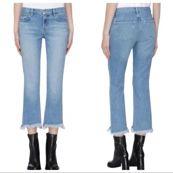 J Brand Selena Raw Hem Cropped Jeans Valley Wash Size 26 - Picture 1 of 10